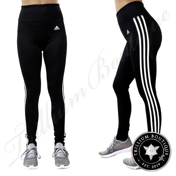 adidas Pants - Adidas Climalite Women's 3 Stripe Tights Mid Rise